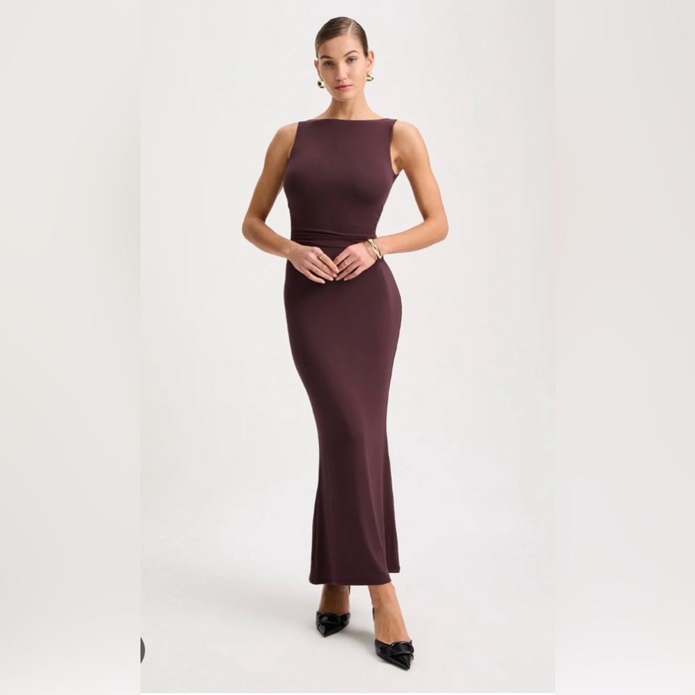 NWT Tala T/ALA side rouching boat neck maxi dress wine color size 2XL